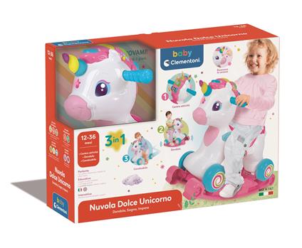 Baby clementoni  nuvola dolce unicorno, cavalcabile e primi passi