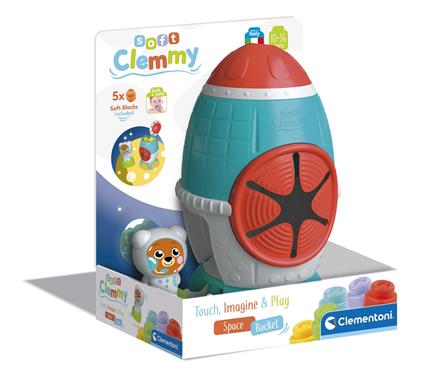Clementoni  soft clemmy  touch, explore and play sensory rocket, mattoncini morbidi