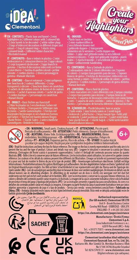 Clementoni Idea - Create Your Highlighters: Sweet Pets, Laboratorio degli Evidenziatori Personalizzati, Kit Creativo - 3