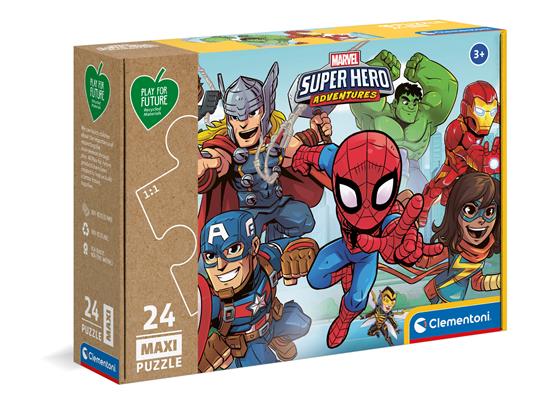 Clementoni Play For Future Marvel Super Hero 24 pezzi materiali 100% riciclati Made in Italy, puzzle bambini 3 anni+, 20262