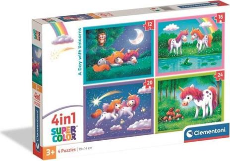 Puzzle 4 in 1 al giorno con gli unicorni