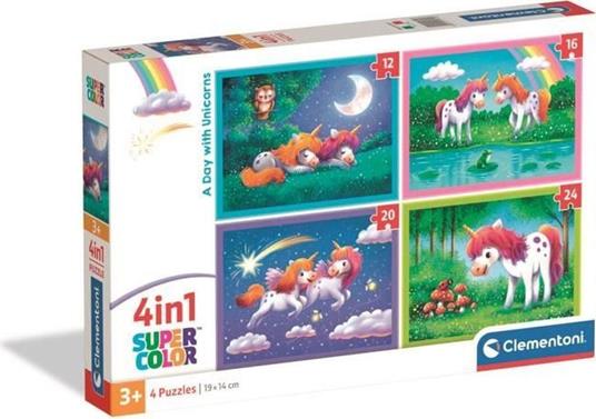 Puzzle 4 in 1 al giorno con gli unicorni