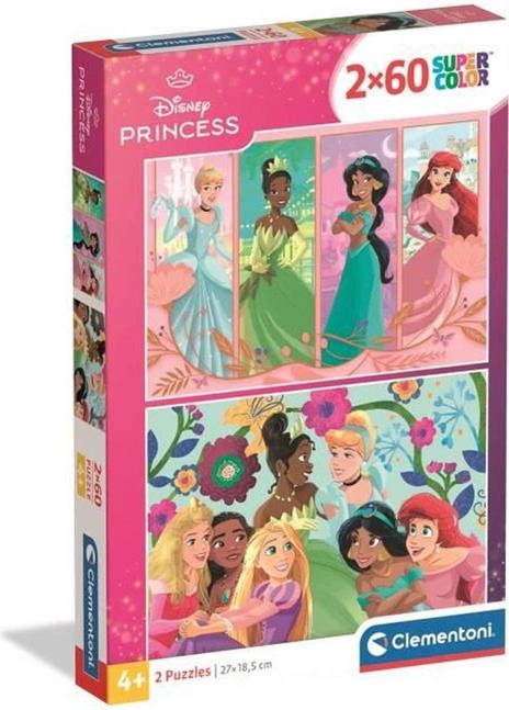 2 puzzle da 60 pezzi delle Principesse Disney