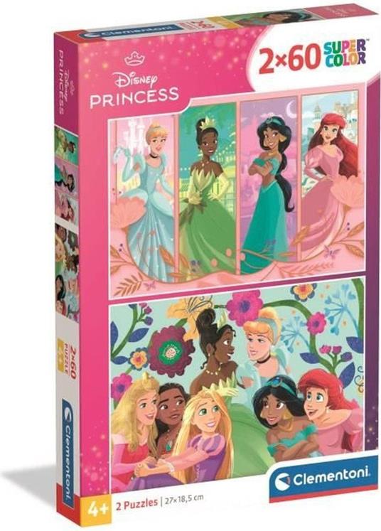 2 puzzle da 60 pezzi delle Principesse Disney
