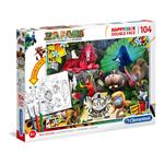 Clementoni 25701 Supercolor Puzzle Zafari Double Face C/Pennarelli 104 Pezzi Made In Italy Puzzle Da Colorare, Bambini 6 Anni +