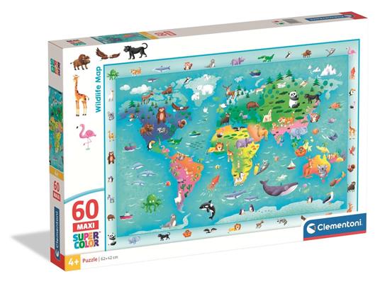 Maxi Puzzle 60 pz - Wildlife Map (26072)