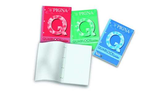 Cartoleria Quablock A4 Collato Con Fogli Rinforzati + Fori Quadretto 5 Mm Senza Margini Fabriano