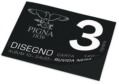 Blocco Pigna3 fogli Neri Ff.10 Carta Ruvida - 24 x 33 cm