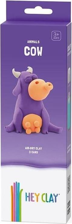 Hey Clay Cow, pasta modellabile small set Mucca. Argilla da Modellare per Bambini in confezione piccola da 1 soggetto con 3 colori. Set Cow personaggio mucca. Con App interattiva. Atossica