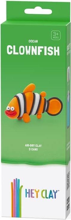 Hey Clay Clownfish, pasta modellabile small set Pesce Pagliaccio. Argilla da Modellare per Bambini in confezione piccola da 1 soggetto con 3 colori. Set pesce pagliaccio. Con App interattiva. Atossica