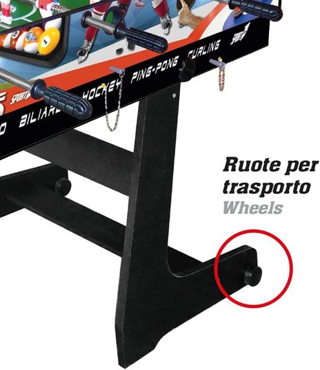 Calcio Balilla Pieghevole Tavolo Multigioco Bambini 5 in 1 Calcio Balilla, Biliardo, Ping Pong, Hockey e Curling - Dimensioni 120x60x83 cm - 2