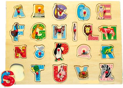 Ginmar: Didattici - (187A) - Puzzle Legno C/Lettere Funny Con Animali