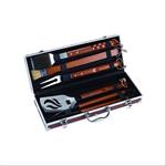 Set valigetta in radica da 5 pezzi in acciaio inox e manico in legno massello. misura: cm. 43 - 05430