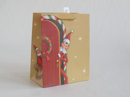 Borsa Regalo Rex Media  Disegno Elfo Di Natale