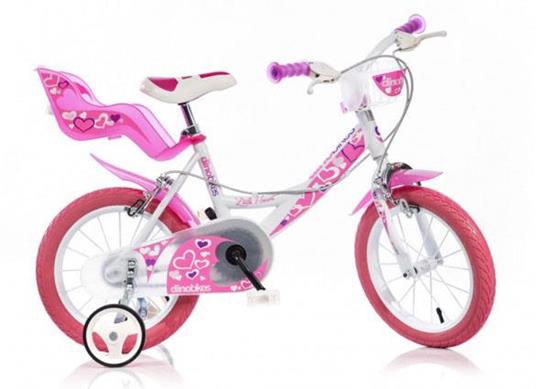 Bicicletta bimba ruota 14 rosa e bianca - 2