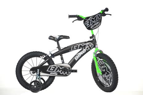 Bicicletta Per Bambini 14" Bmx Nera/Verde Dino 145xc0401 - 2