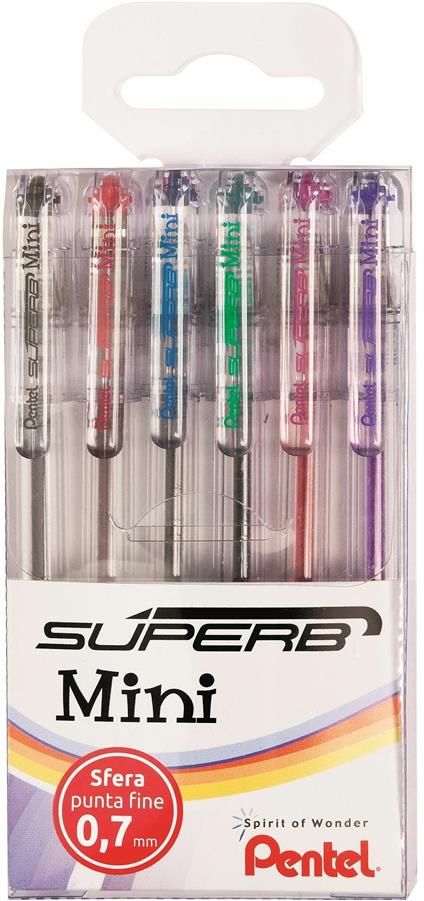 Penna a sfera Mini Superb BK77S punta fine 0.7. Confezione 6 colori assortiti