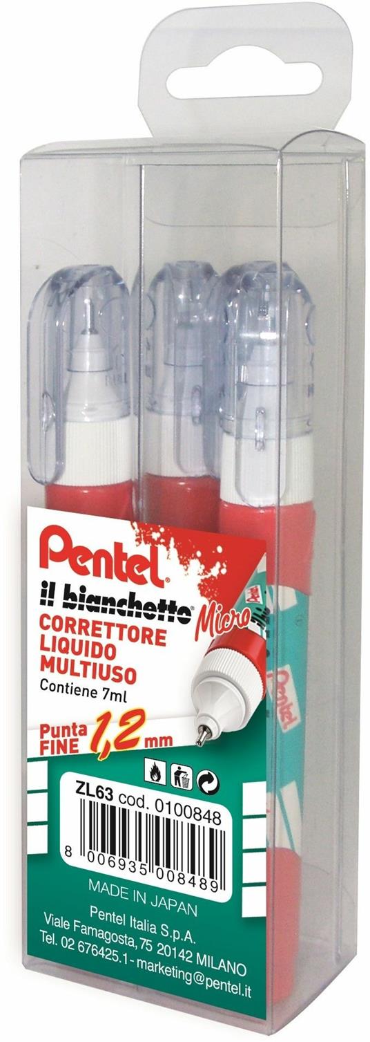 Correttore Bianchetto Pentel Micro ZL63. Confezione 4 pezzi - Pentel -  Cartoleria e scuola