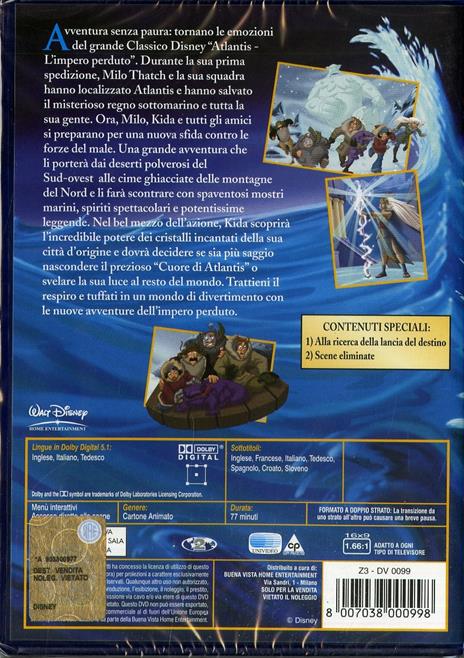 Atlantis. Il ritorno di Milo di Victor Cook,Toby Shelton - DVD - 2