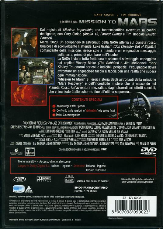 Mission to Mars di Brian De Palma - DVD - 2