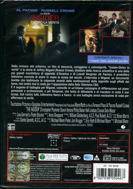 Insider. Dietro la verità di Michael Mann - DVD - 2