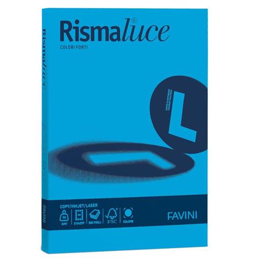 Carta Colorata Rismaluce A4 90 gr. Risma 100 Fogli Azzurro