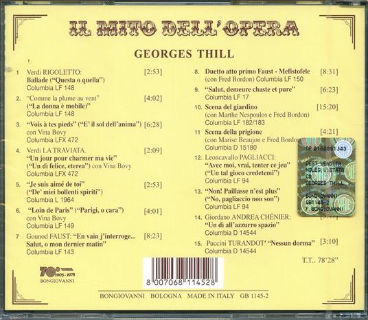 Il mito dell'opera - CD Audio di Georges Thill - 2