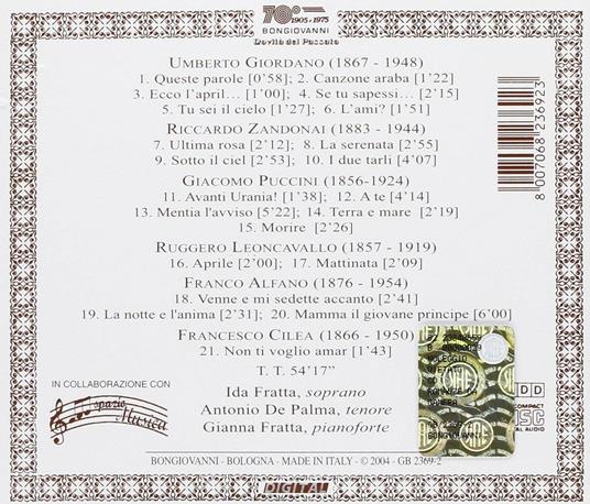 Liriche da opere italiane per canto e pianoforte - CD Audio di Antonio De Palma - 2