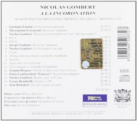 Musiche per l'incoronazione di Carlo V - CD Audio di Nicolas Gombert - 2