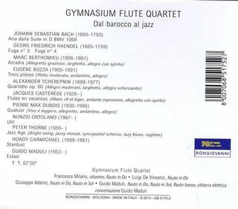 Dal Barocco Al Jazz - CD Audio di Johann Sebastian Bach,Georg Friedrich Händel,Gymnasium Flute Quartet - 2