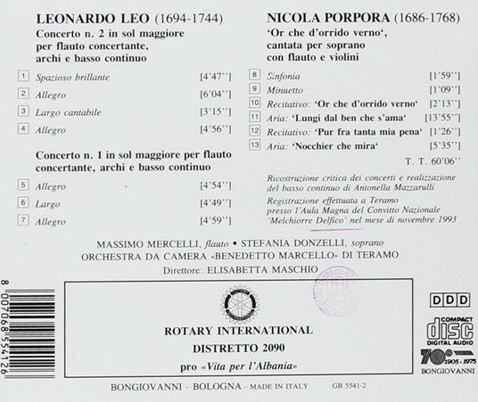 Concerti per flauto n.1, n.2 / Or che d'orrido verno - CD Audio di Leonardo Leo,Nicola Porpora - 2