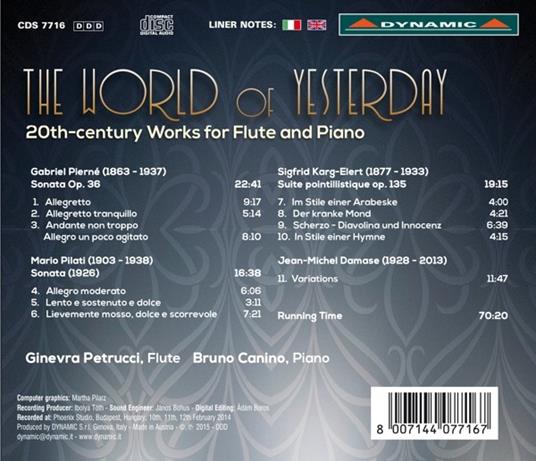Yesterday’s World: 20th Century Works for Flute and Piano - CD Audio di Bruno Canino,Ginevra Petrucci - 2