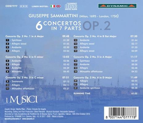 6 Concerti in 7 parti - CD Audio di Musici,Giuseppe Sammartini - 2