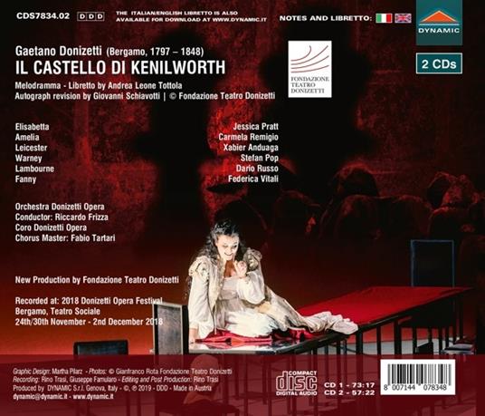 Il castello di Kenilworth - CD Audio di Gaetano Donizetti,Carmela Remigio,Jessica Pratt,Riccardo Frizza - 2