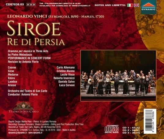 Siroe, re di Persia - CD Audio di Orchestra del Teatro San Carlo di Napoli,Antonio Florio,Leonardo Vinci - 2