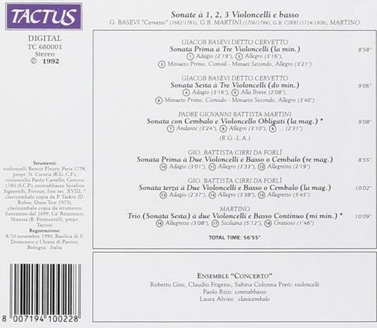 Sonate a 1, 2, 3 violoncelli - CD Audio di Ensemble Concerto - 2