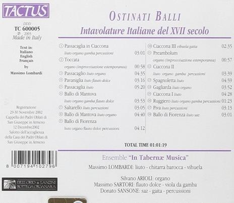 Ostinati balli - CD Audio di In Tabernae Musica - 2