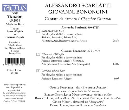 Cantate da camera - CD Audio di Alessandro Scarlatti,Gloria Banditelli,Ensemble Aurora,Enrico Gatti - 2