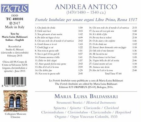 Frottole intabulate per sonare organi - CD Audio di Andrea Antico,Maria Luisa Baldassari - 2