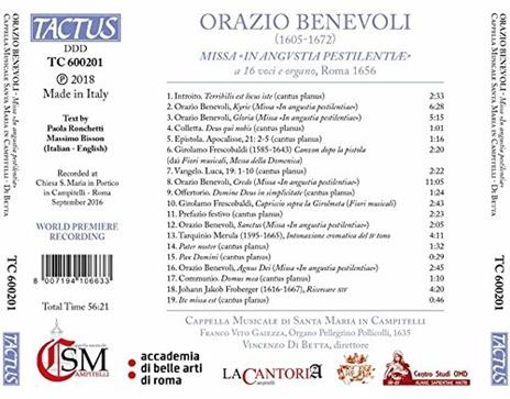 Missa in Angustia Pestilentiae - CD Audio di Orazio Benevoli,Cappella Musicale S. Maria in Campitelli,Vincenzo di Betta - 2