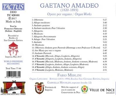 Musica per Organo - CD Audio di Gaetano Amadeo,Fabio Merlini - 2