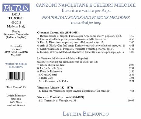 Canzoni napoletane e celebri melodie trascritte e variate per arpa - CD Audio di Letizia Belmondo - 2