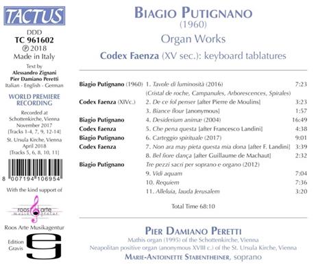 Musica per organo - CD Audio di Pier Damiano Peretti,Biagio Putignano - 2