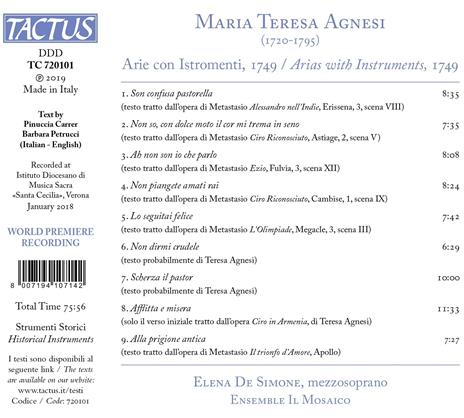 Arie con istromenti - CD Audio di Elena de Simone,Maria Teresa Agnesi - 2