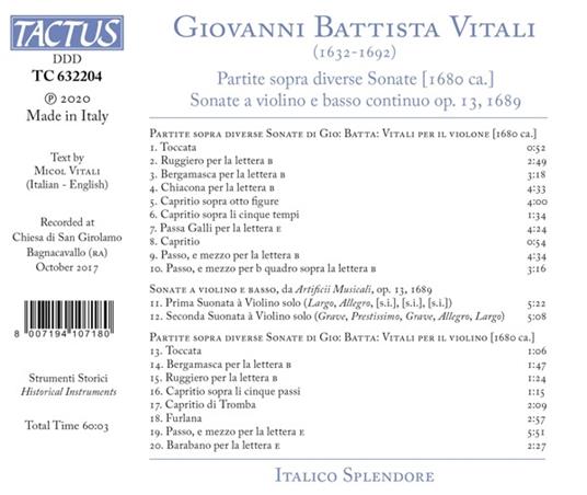 Partite - Sonate - CD Audio di Giovanni Battista Vitali - 2