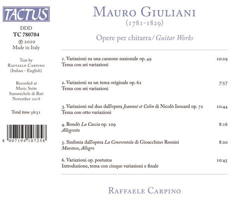 Musica per chitarra - CD Audio di Mauro Giuliani,Raffaele Carpino - 2