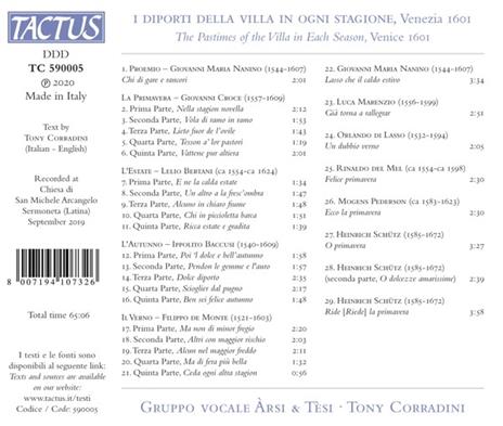 I diporti della villa in ogni stagione - CD Audio di Gruppo Vocale Arsi e Tesi - 2