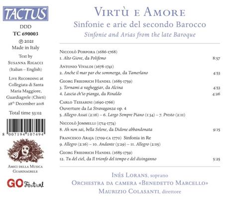 Virtù e amore. Sinfonie e arie del secondo Barocco - CD Audio di Inés Lorans - 2