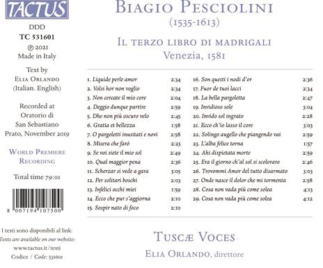 Il terzo libro dei madrigali - CD Audio di Biagio Pesciolini - 2