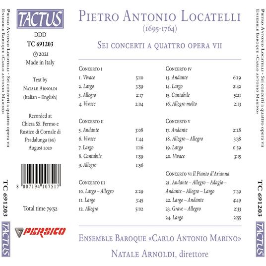 Sei concerti a quattro. Opera VII - CD Audio di Pietro Locatelli - 2